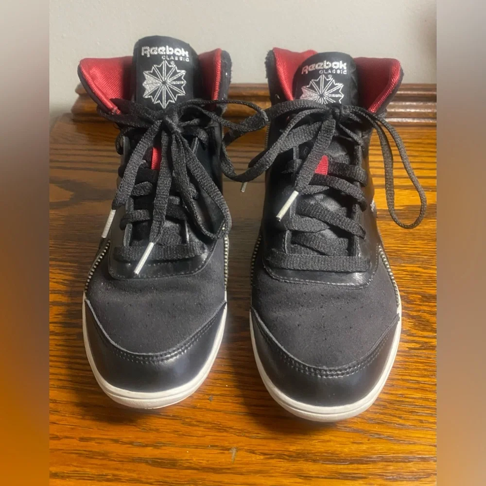 Reebok Women's BB 7000 Mid Lace-Up Sneaker Black White Red Flint Grey Metallic 8